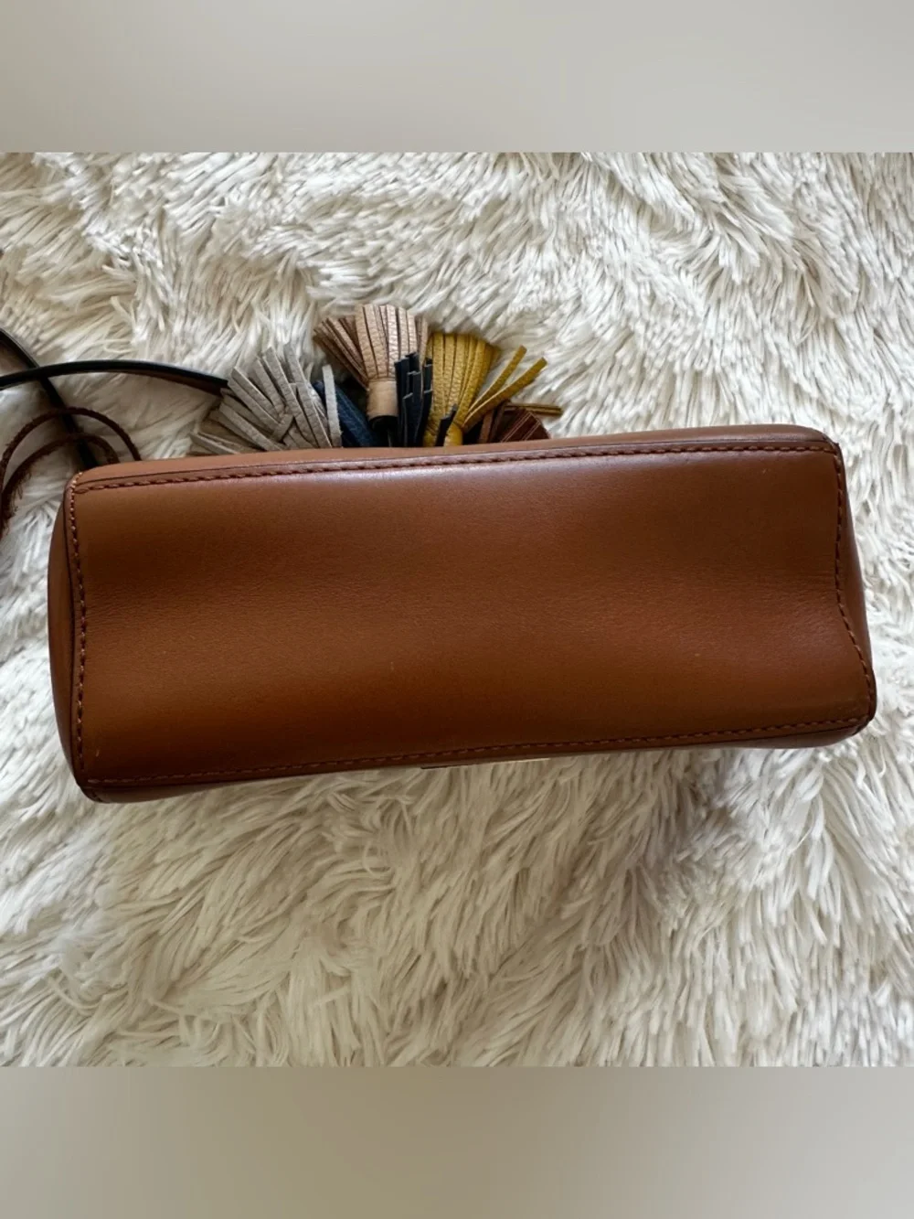 Rebecca Minkoff Mini Sofia Brown Leather Tassel Crossbody Bag Adjustable Strap